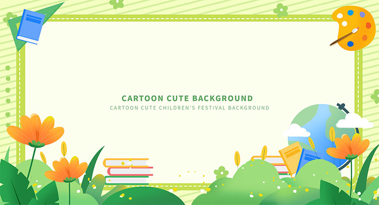 卡通可爱花草夏季儿童教育装饰插画背景