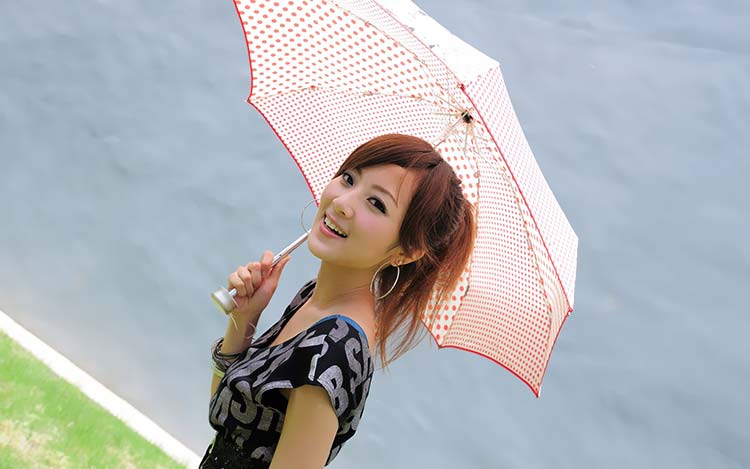 撑伞的漂亮美丽女孩MM mikao壁纸B012