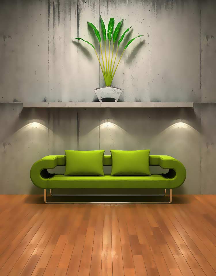 绿色沙发木地板图片