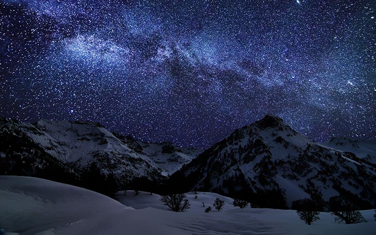 冬天夜晚雪景