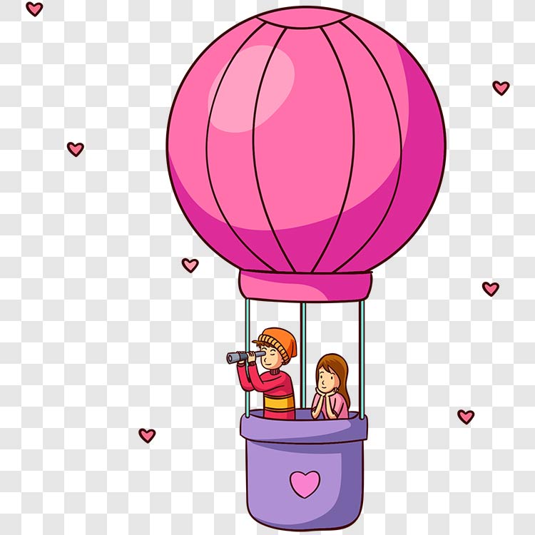 情人节情侣热气球元素