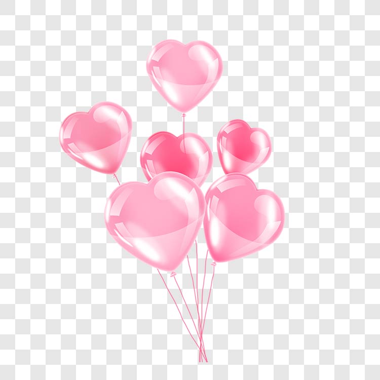 粉色浪漫爱心可爱情人节气球素材
