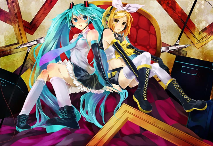 可爱姐妹 耳机 麦克风 初音未来4k壁纸