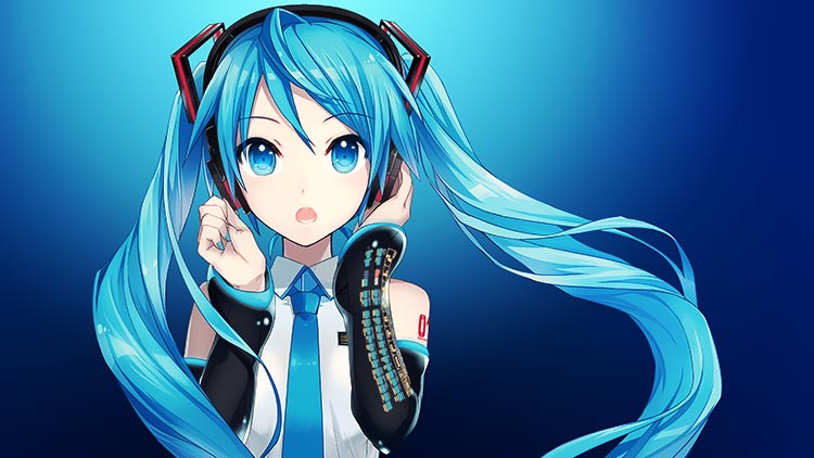 蓝色眼睛长头发初音未来4K背景