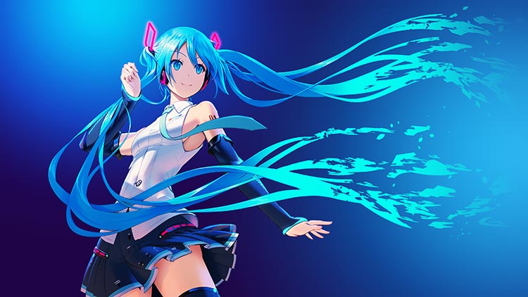 初音未来蓝色头发动漫女生4K背景