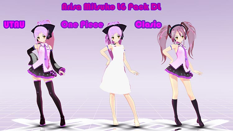 MMD Arisa Mitsuko LG Pack DL 三个可爱动漫女生4K壁纸