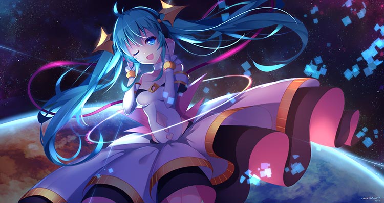 蓝色的眼睛金色的头发衣服初音未来4k背景