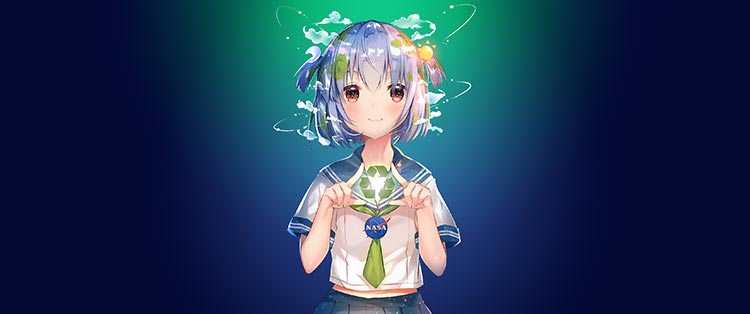 Earth-Chan 可爱女生校服3440×1440带鱼屏背景