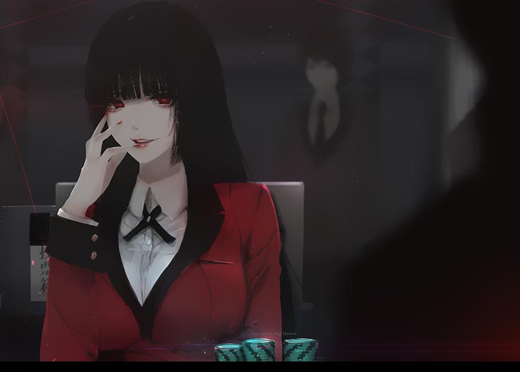 狂赌之渊(Kakegurui) 红色制服女生 二次元动漫4k背景