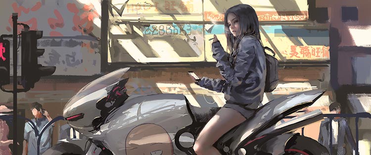 女生 摩托车 鬼刀3440×1440带鱼屏背景